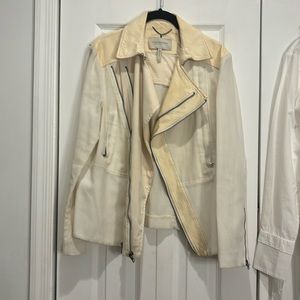 BCBGMaxAzria Runway “Hazel” leather and fabric jacket